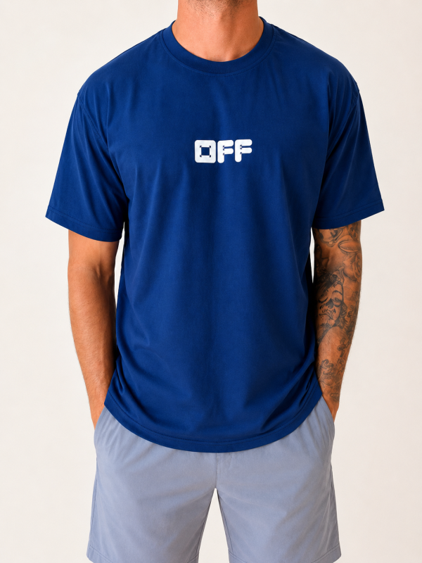 Blue/Navy Off-White – OFF front / large WHITE back view 1